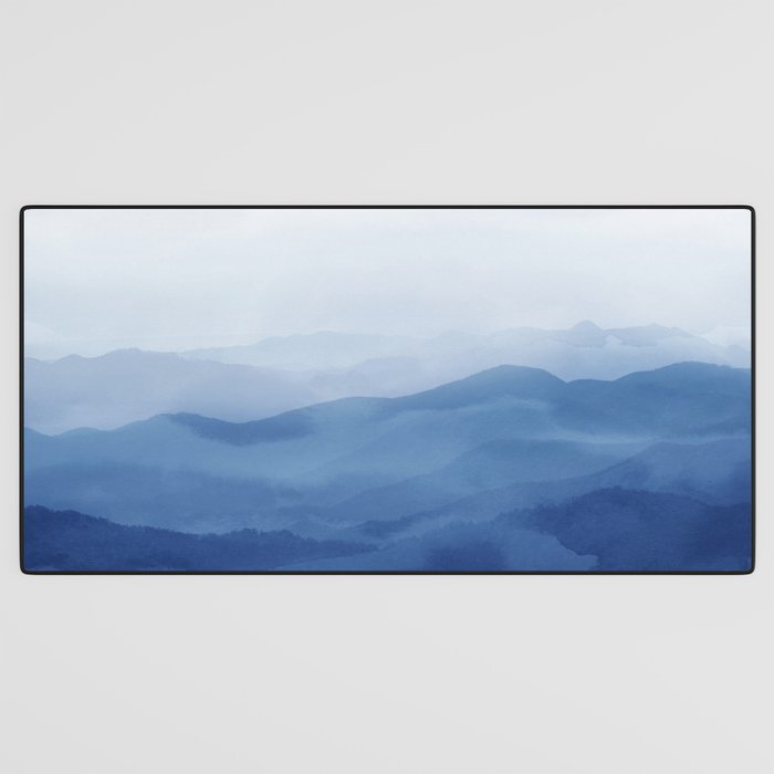 Abstract Watercolor Blue, Watercolor Mountains, Art Print By Synplus Desk Mat Gallery Image 3