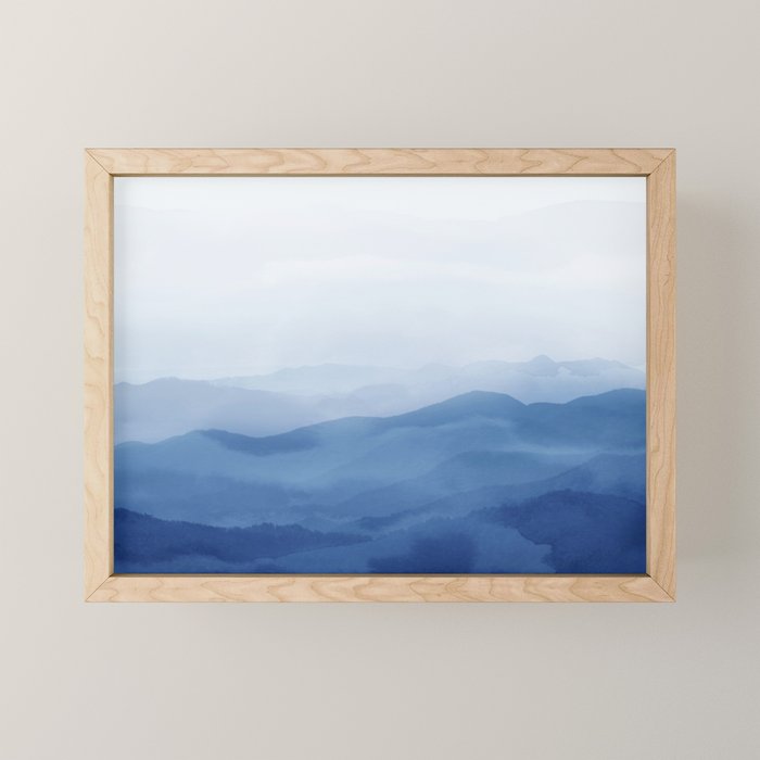 Abstract Watercolor Blue, Watercolor Mountains, Art Print By Synplus Mini Art Print Gallery Image 1
