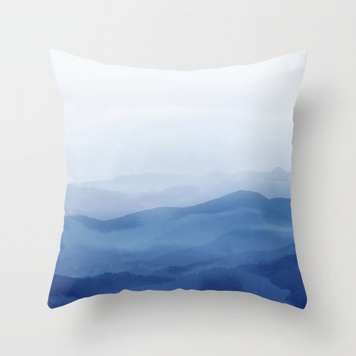 Abstract Watercolor Blue, Watercolor Mountains, Art Print By Synplus Throw Pillow Gallery Image 6