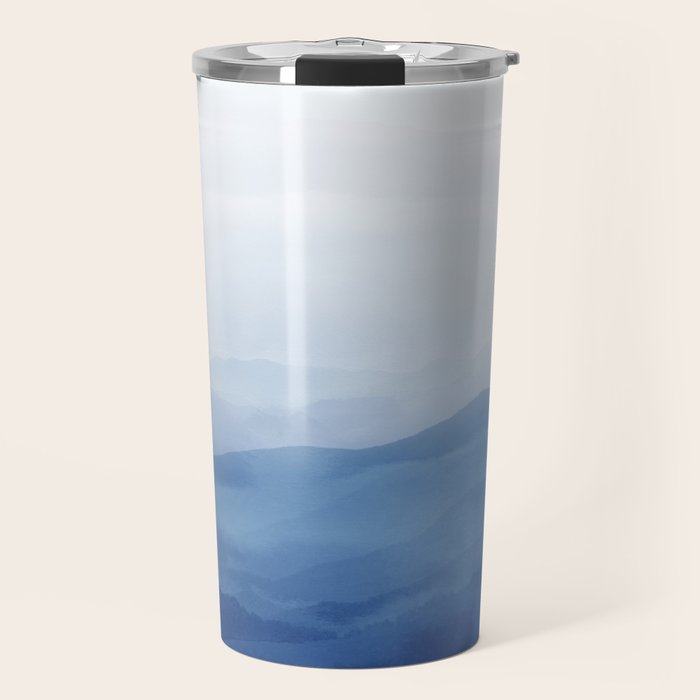 Abstract Watercolor Blue, Watercolor Mountains, Art Print By Synplus Travel Mug Gallery Image 1