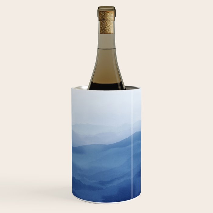 Abstract Watercolor Blue, Watercolor Mountains, Art Print By Synplus Wine Chiller