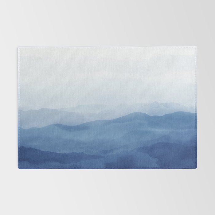 Abstract Watercolor Blue, Watercolor Mountains, Art Print By Synplus Rug Gallery Image 2