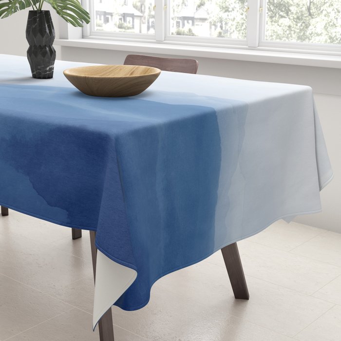Abstract Watercolor Blue, Watercolor Mountains, Art Print By Synplus Tablecloth Gallery Image 3