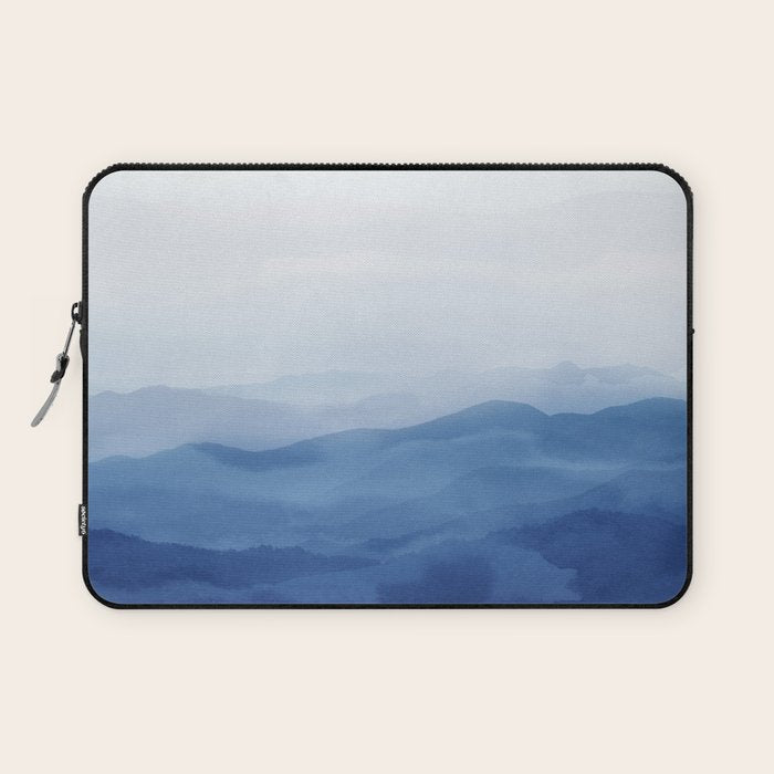 Abstract Watercolor Blue, Watercolor Mountains, Art Print By Synplus Laptop Sleeve Gallery Image 1