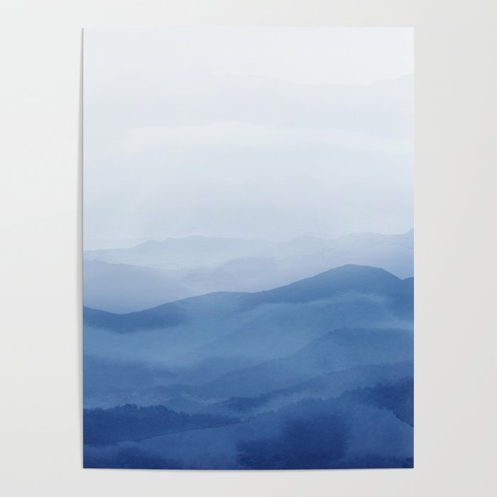 Abstract Watercolor Blue, Watercolor Mountains, Art Print By Synplus Poster Gallery Image 4