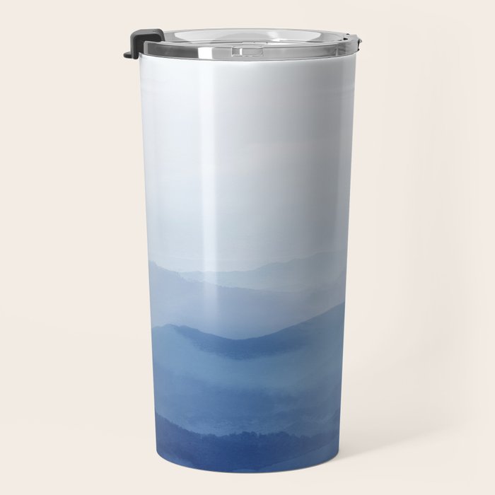 Abstract Watercolor Blue, Watercolor Mountains, Art Print By Synplus Travel Mug Gallery Image 3