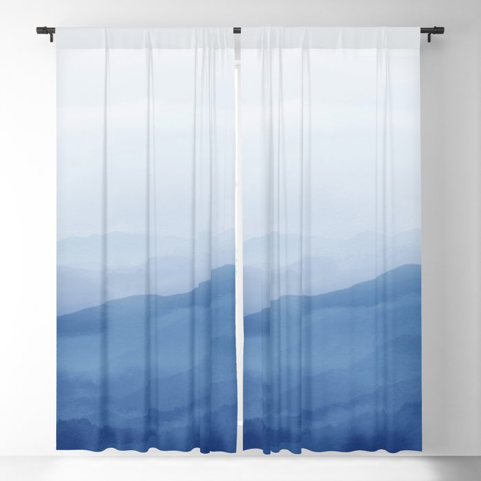 Abstract Watercolor Blue, Watercolor Mountains, Art Print By Synplus Window Curtain Gallery Image 1