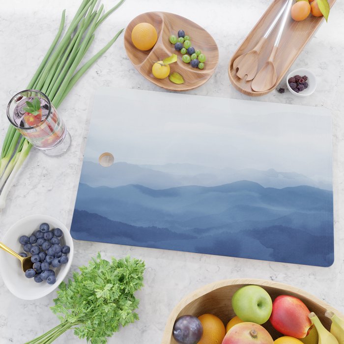 Abstract Watercolor Blue, Watercolor Mountains, Art Print By Synplus Cutting Board Gallery Image 2