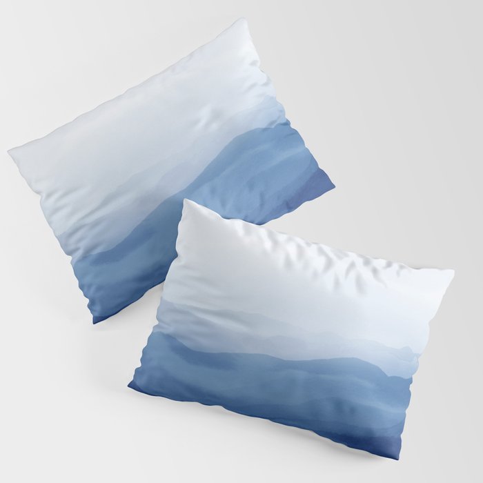 Abstract Watercolor Blue, Watercolor Mountains, Art Print By Synplus Pillow Sham Gallery Image 1