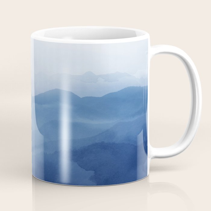 Abstract Watercolor Blue, Watercolor Mountains, Art Print By Synplus Coffee Mug Gallery Image 1