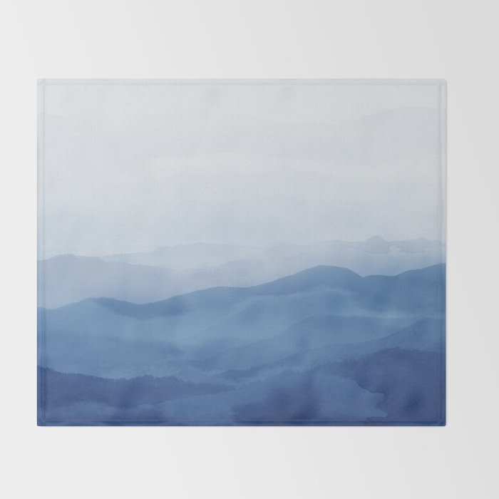 Abstract Watercolor Blue, Watercolor Mountains, Art Print By Synplus Throw Blanket Gallery Image 2