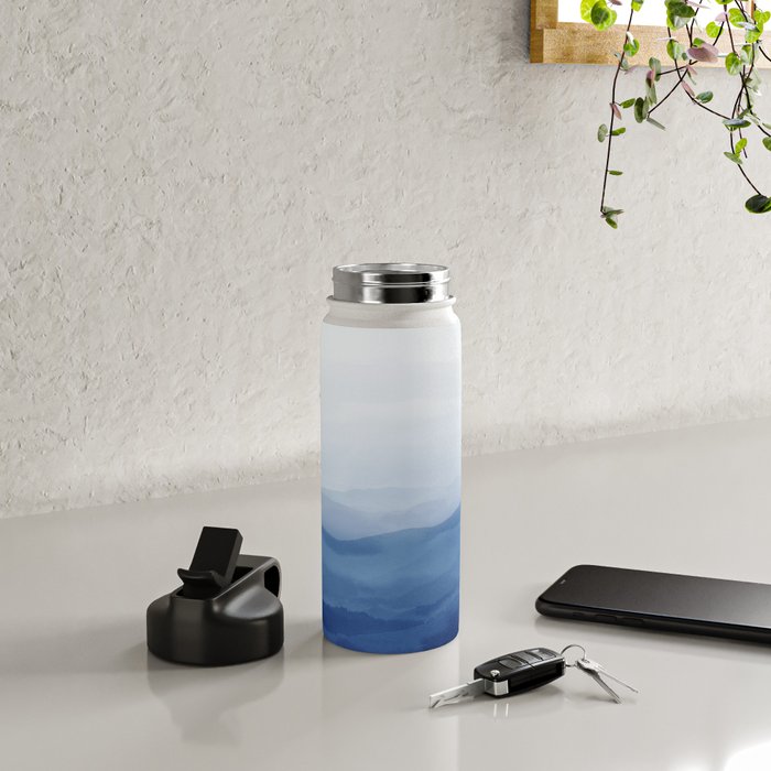 Abstract Watercolor Blue, Watercolor Mountains, Art Print By Synplus Water Bottle Gallery Image 4