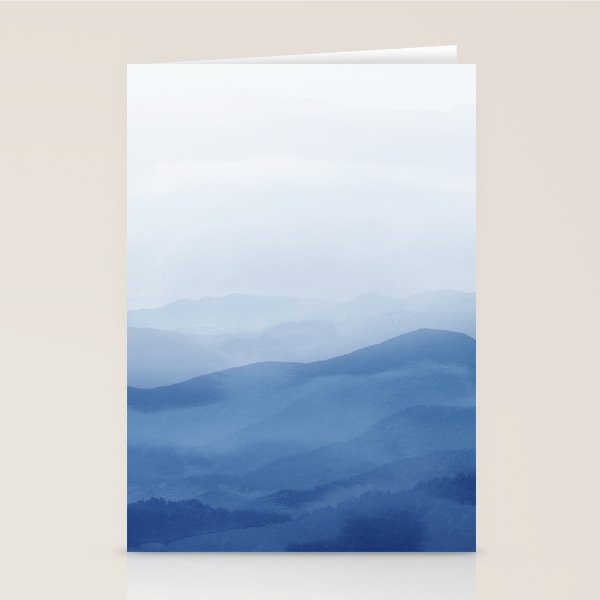 Abstract Watercolor Blue, Watercolor Mountains, Art Print By Synplus Stationery Card Gallery Image 1