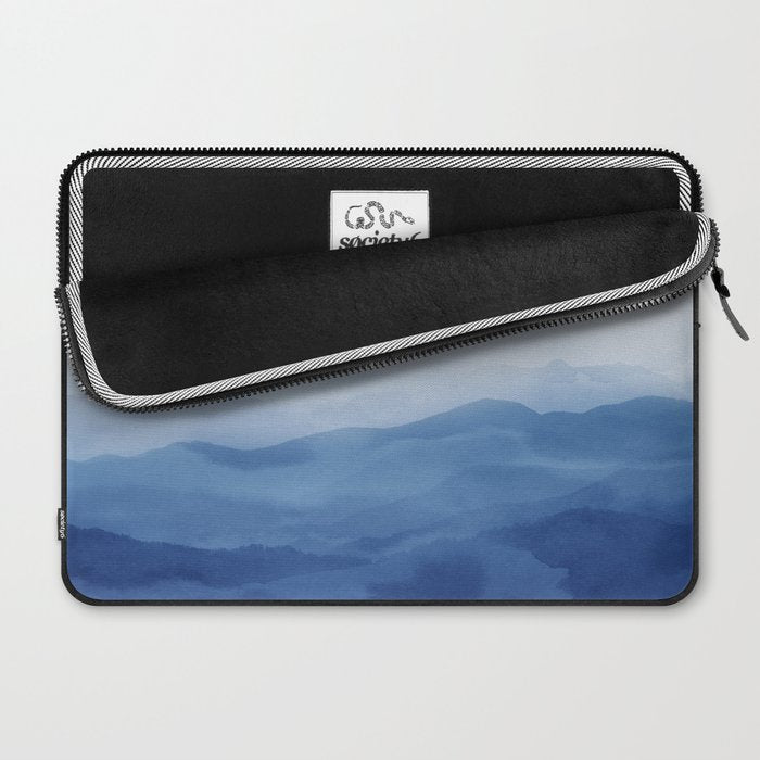 Abstract Watercolor Blue, Watercolor Mountains, Art Print By Synplus Laptop Sleeve Gallery Image 2