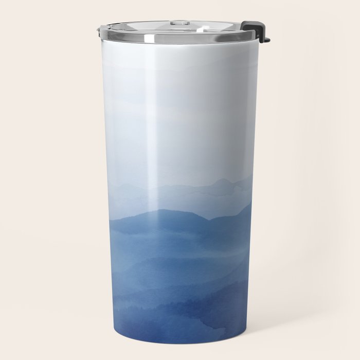 Abstract Watercolor Blue, Watercolor Mountains, Art Print By Synplus Travel Mug Gallery Image 2