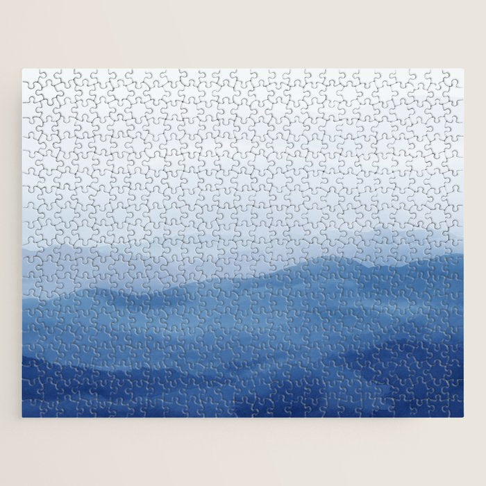 Abstract Watercolor Blue, Watercolor Mountains, Art Print By Synplus Jigsaw Puzzle Gallery Image 1