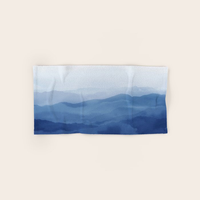 Abstract Watercolor Blue, Watercolor Mountains, Art Print By Synplus Bath Towel Gallery Image 1