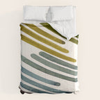 Olive Green Navy Blue Watercolor Colorful Stripes Mid Century Modern Art Primitive Abstract Art Comforter Gallery Image 6