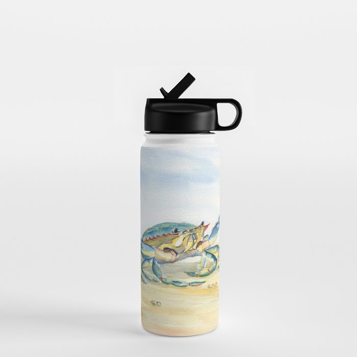 Colorful Blue Crab 2 Water Bottle Gallery Image 1
