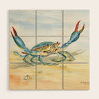 Colorful Blue Crab 2 Wood Wall Art Gallery Image 1