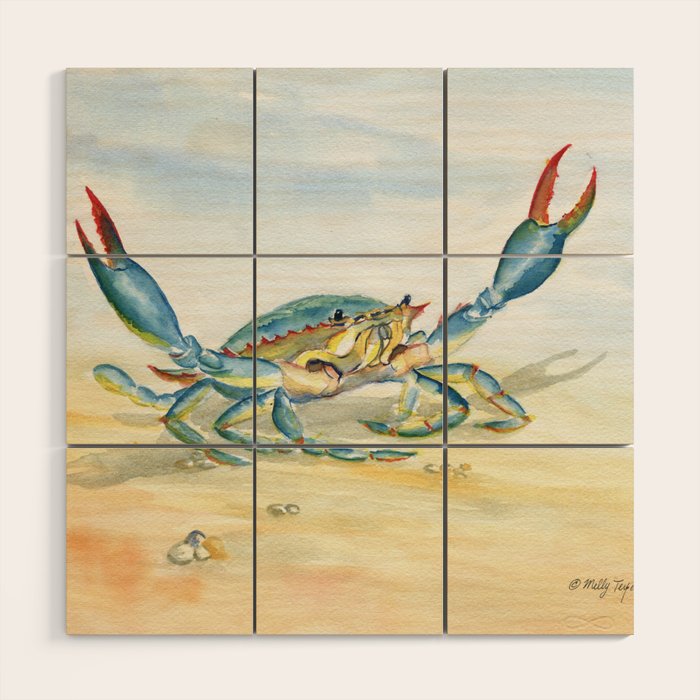 Colorful Blue Crab 2 Wood Wall Art Gallery Image 1