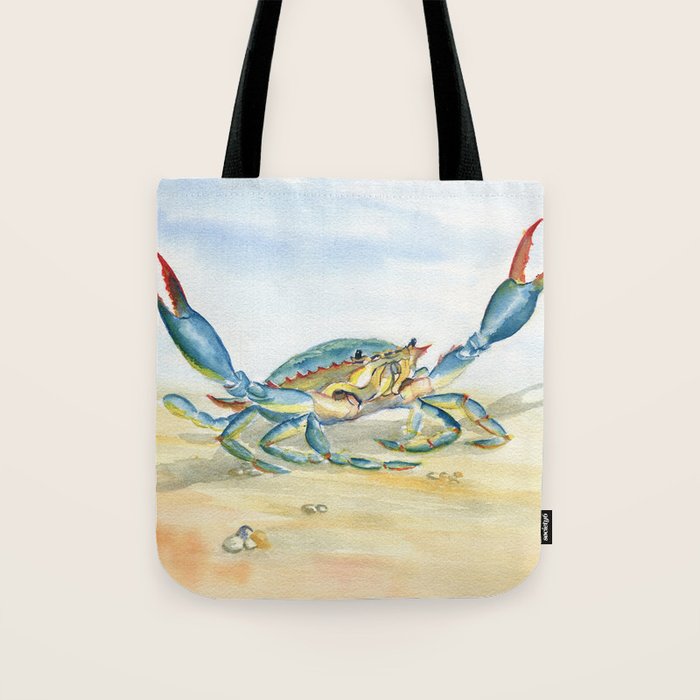 Colorful Blue Crab 2 Tote Bag Gallery Image 1