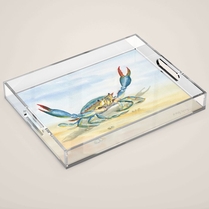 Colorful Blue Crab 2 Acrylic Tray Gallery Image 1
