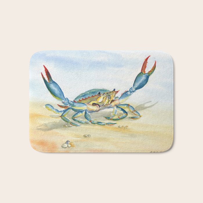 Colorful Blue Crab 2 Bath Mat Gallery Image 1