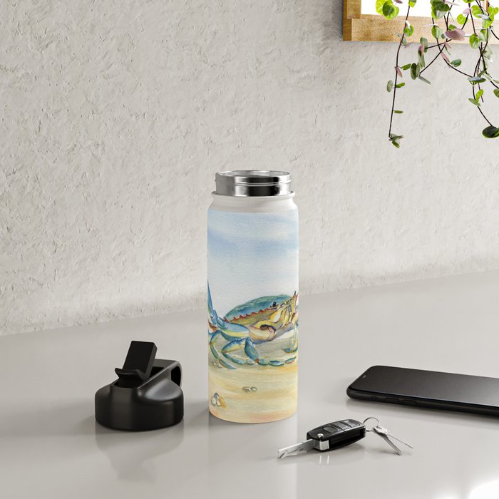 Colorful Blue Crab 2 Water Bottle Gallery Image 5
