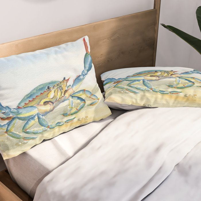 Colorful Blue Crab 2 Pillow Sham Gallery Image 2
