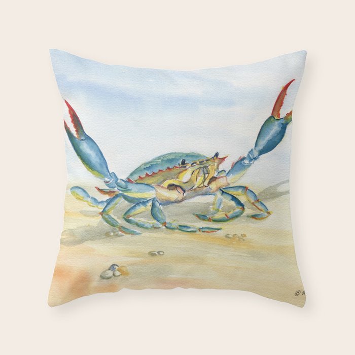 Colorful Blue Crab 2 Throw Pillow Gallery Image 6