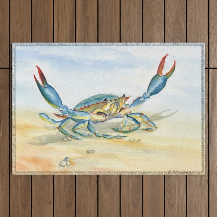 Colorful Blue Crab 2 Outdoor Rug Gallery Image 1