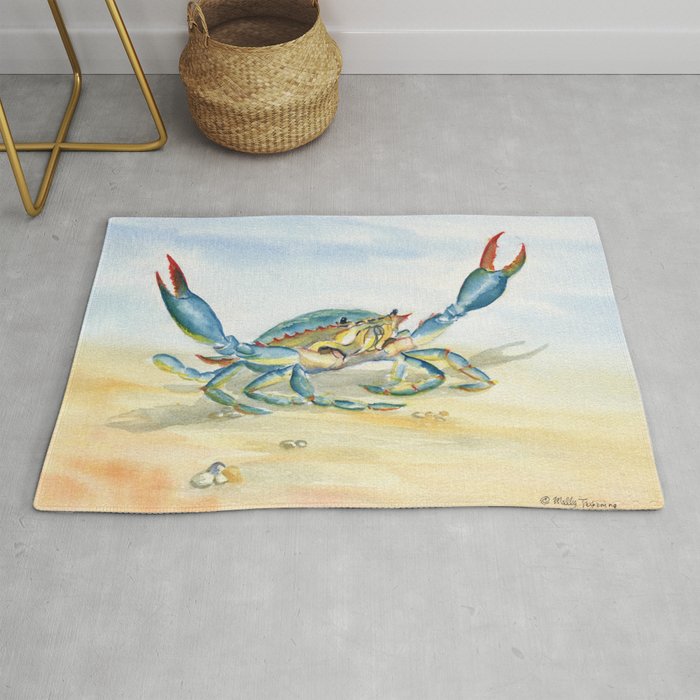 Colorful Blue Crab 2 Rug Gallery Image 1