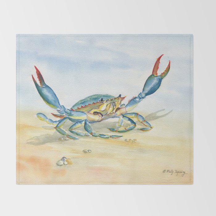 Colorful Blue Crab 2 Throw Blanket Gallery Image 2
