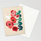 Poppy flowers and bird Stationery Card Gallery Image 2