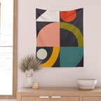 mid century bauhaus geometric large 4 Wall Tapestry Gallery Image 2