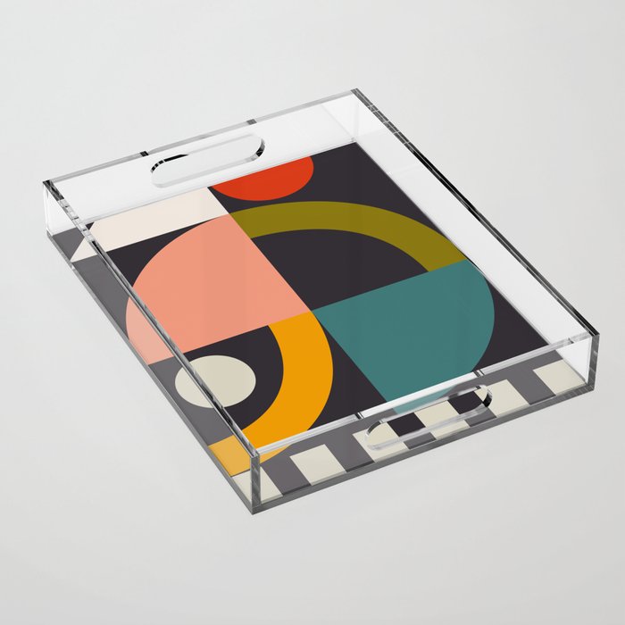 mid century bauhaus geometric large 4 Acrylic Tray Gallery Image 1