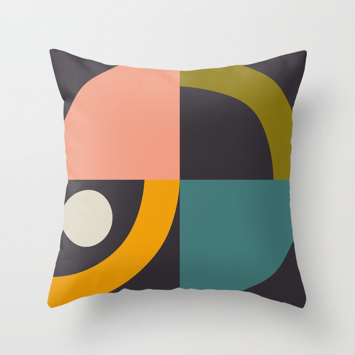 mid century bauhaus geometric large 4 Throw Pillow Gallery Image 6