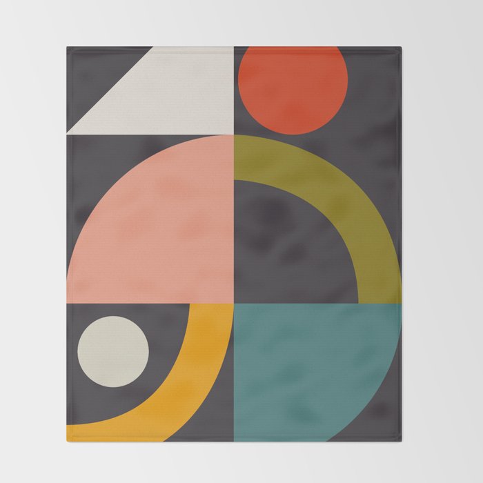 mid century bauhaus geometric large 4 Throw Blanket Gallery Image 2