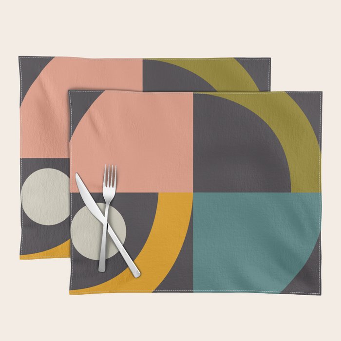 mid century bauhaus geometric large 4 Placemat Gallery Image 1