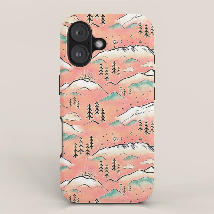 Monte Vista - pink peach and teal iPhone Case Gallery Image 1