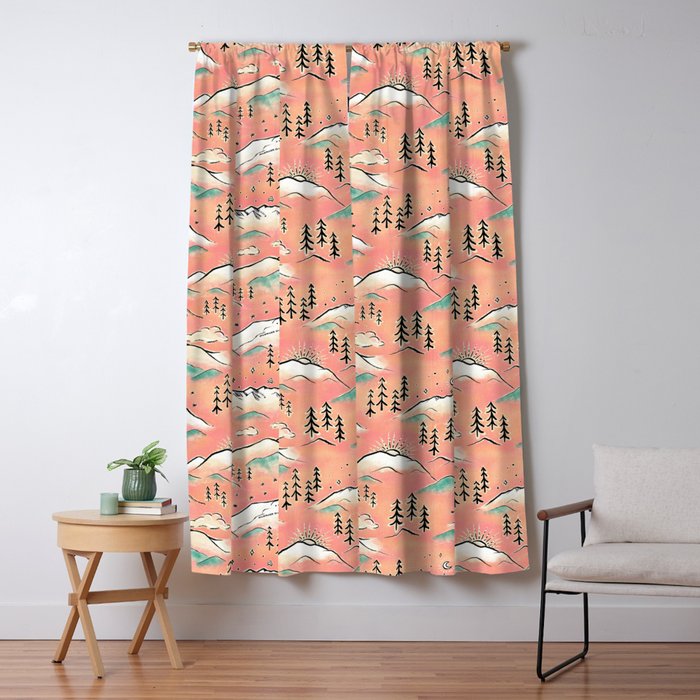 Monte Vista - pink peach and teal Window Curtain Gallery Image 1