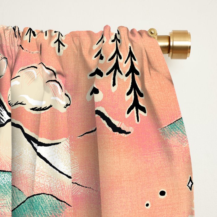 Monte Vista - pink peach and teal Window Curtain Gallery Image 2