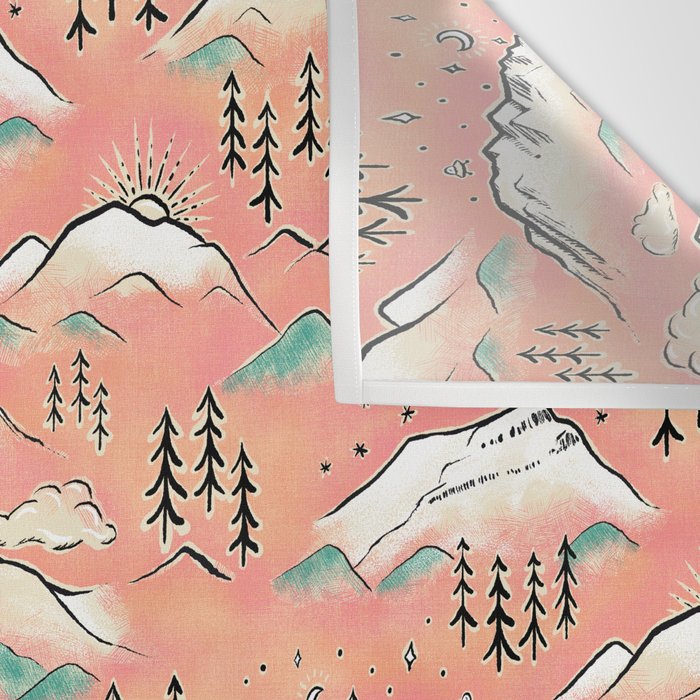 Monte Vista - pink peach and teal Wall Tapestry Gallery Image 3