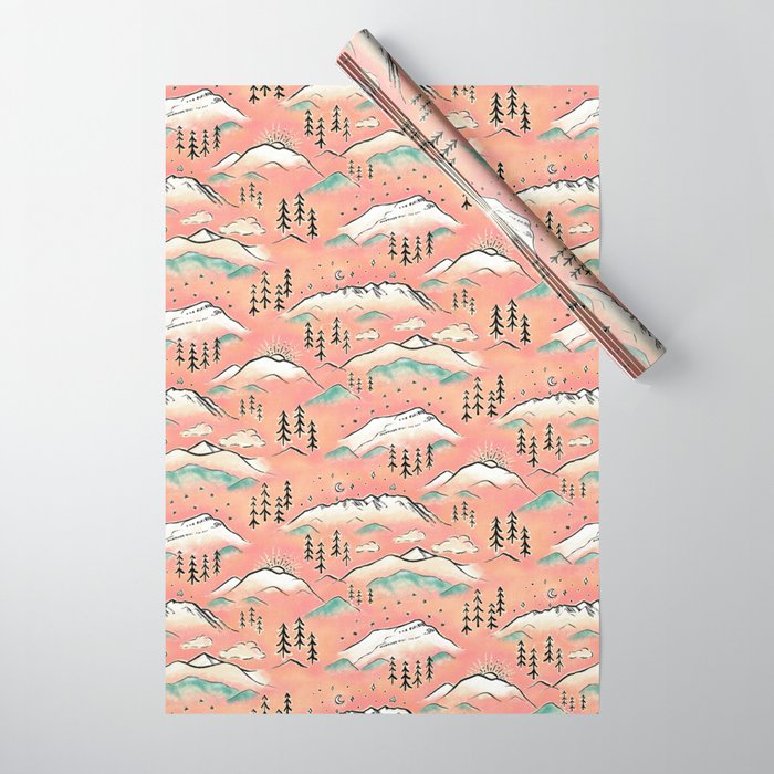 Monte Vista - pink peach and teal Wrapping Paper Gallery Image 1