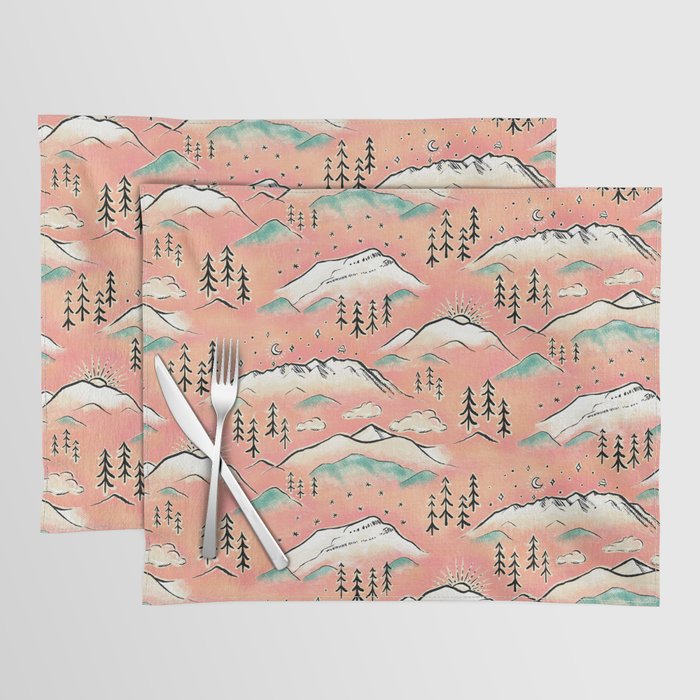 Monte Vista - pink peach and teal Placemat Gallery Image 1