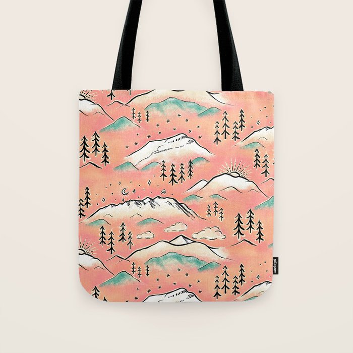 Monte Vista - pink peach and teal Tote Bag Gallery Image 1
