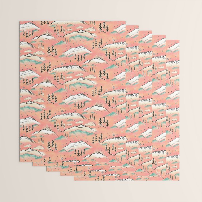 Monte Vista - pink peach and teal Wrapping Paper Gallery Image 3