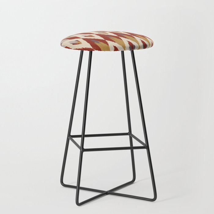 Boho Geometric, Ikat Pattern, Red, Blue, Yellow Stool Gallery Image 1