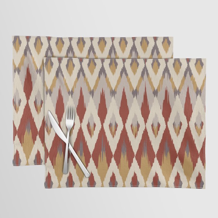 Boho Geometric, Ikat Pattern, Red, Blue, Yellow Placemat Gallery Image 1